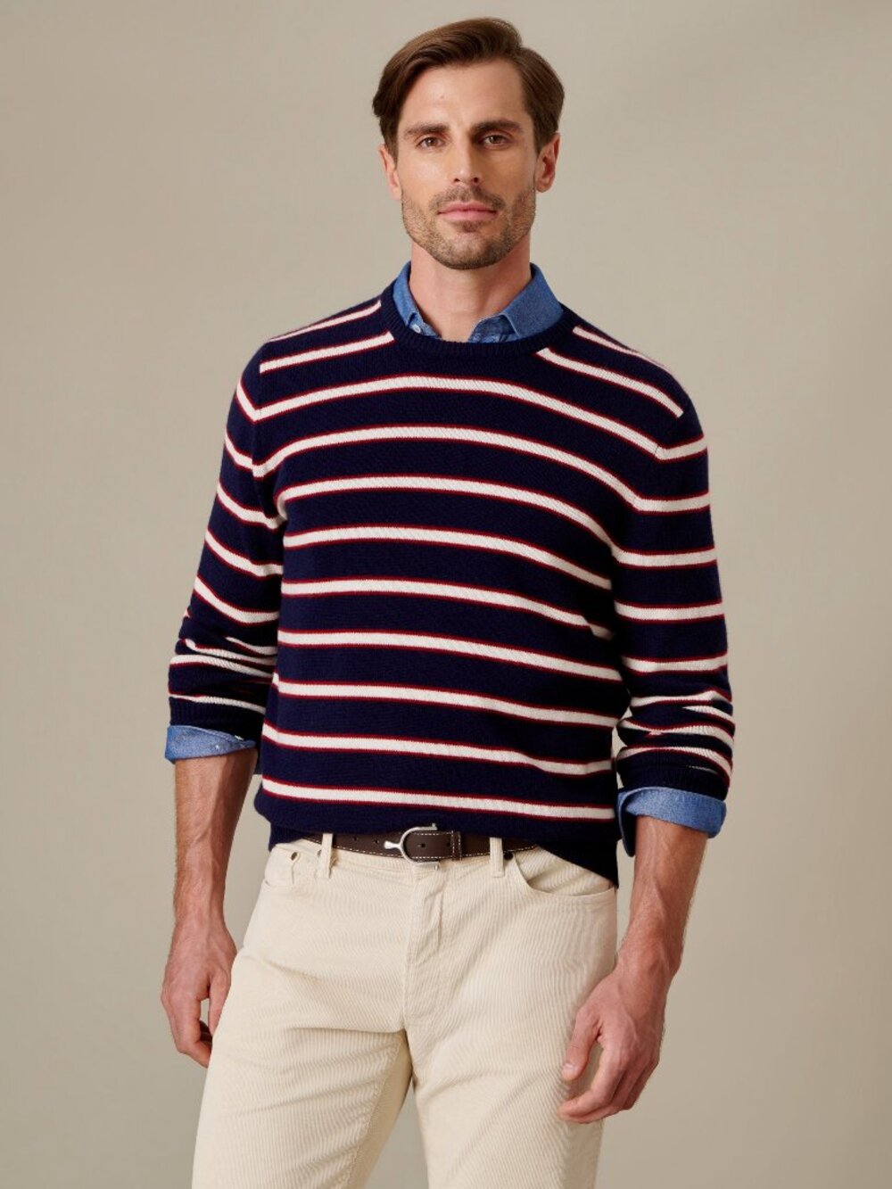 J McLaughlin Hewitt Sweater in Stripe - Navy/Multi NEW